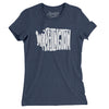 Washington State Shape Text Women's T-Shirt-Indigo-Allegiant Goods Co. Vintage Sports Apparel