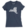 New York State Shape Text Women's T-Shirt-Indigo-Allegiant Goods Co. Vintage Sports Apparel