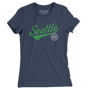Seattle Vintage Script Women's T-Shirt-Indigo-Allegiant Goods Co. Vintage Sports Apparel