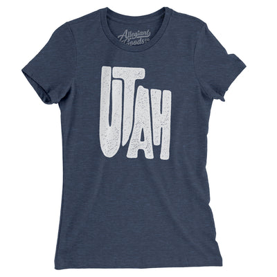 Utah State Shape Text Women's T-Shirt-Indigo-Allegiant Goods Co. Vintage Sports Apparel