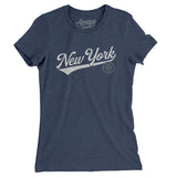 New York Vintage Script Women's T-Shirt-Indigo-Allegiant Goods Co. Vintage Sports Apparel