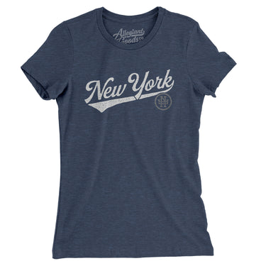 New York Vintage Script Women's T-Shirt-Indigo-Allegiant Goods Co. Vintage Sports Apparel