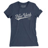 New York Vintage Script Women's T-Shirt-Indigo-Allegiant Goods Co. Vintage Sports Apparel