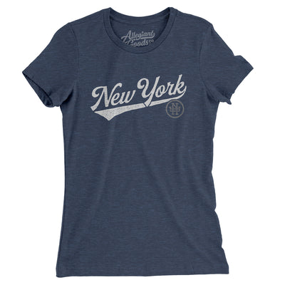 New York Vintage Script Women's T-Shirt-Indigo-Allegiant Goods Co. Vintage Sports Apparel