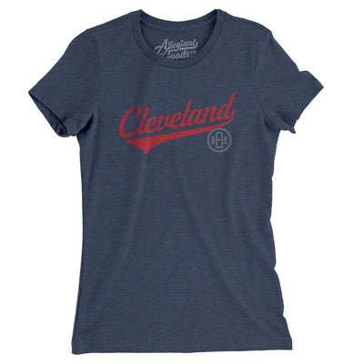 Cleveland Vintage Script Women's T-Shirt-Indigo-Allegiant Goods Co. Vintage Sports Apparel