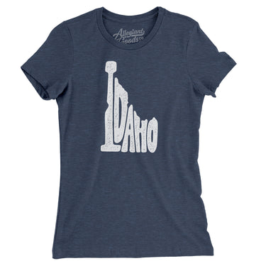 Idaho State Shape Text Women's T-Shirt-Indigo-Allegiant Goods Co. Vintage Sports Apparel