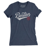 Boston Vintage Script Women's T-Shirt-Indigo-Allegiant Goods Co. Vintage Sports Apparel