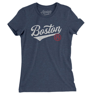 Boston Vintage Script Women's T-Shirt-Indigo-Allegiant Goods Co. Vintage Sports Apparel