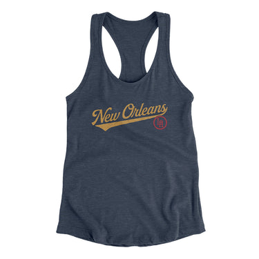 New Orleans Vintage Script Women's Racerback Tank-Indigo-Allegiant Goods Co. Vintage Sports Apparel