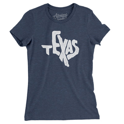 Texas State Shape Text Women's T-Shirt-Indigo-Allegiant Goods Co. Vintage Sports Apparel