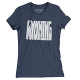 Wyoming State Shape Text Women's T-Shirt-Indigo-Allegiant Goods Co. Vintage Sports Apparel
