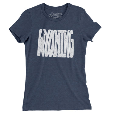 Wyoming State Shape Text Women's T-Shirt-Indigo-Allegiant Goods Co. Vintage Sports Apparel