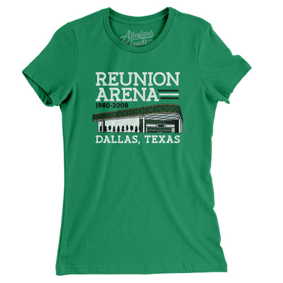 Reunion Arena Women's T-Shirt-Kelly Green-Allegiant Goods Co. Vintage Sports Apparel