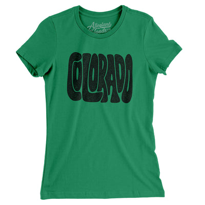 Colorado State Shape Text Women's T-Shirt-Kelly Green-Allegiant Goods Co. Vintage Sports Apparel