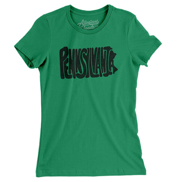 Pennsylvania State Shape Text Women's T-Shirt-Allegiant Goods Co. Vintage Sports Apparel