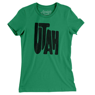 Utah State Shape Text Women's T-Shirt-Kelly Green-Allegiant Goods Co. Vintage Sports Apparel