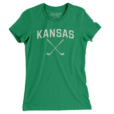 Kansas Golf Women's T-Shirt-Kelly Green-Allegiant Goods Co. Vintage Sports Apparel