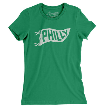 Philly Pennant Women's T-Shirt-Kelly Green-Allegiant Goods Co. Vintage Sports Apparel
