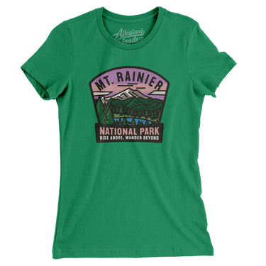 Mt. Rainier National Park Badge Women's T-Shirt-Kelly Green-Allegiant Goods Co. Vintage Sports Apparel