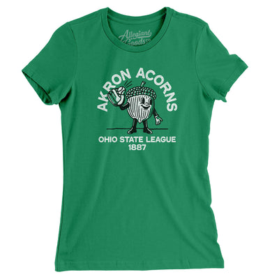 Akron Acorns Baseball Women's T-Shirt-Kelly Green-Allegiant Goods Co. Vintage Sports Apparel