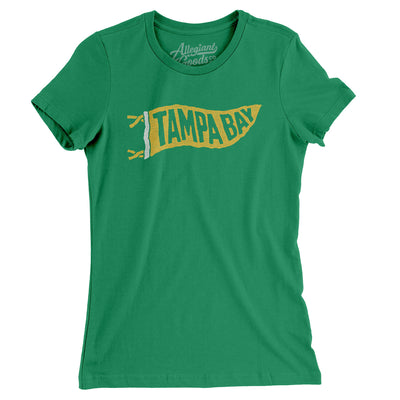 Tampa Bay Pennant Women's T-Shirt-Kelly Green-Allegiant Goods Co. Vintage Sports Apparel