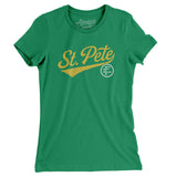 St Pete Vintage Script Women's T-Shirt-Kelly Green-Allegiant Goods Co. Vintage Sports Apparel