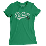 Boston Vintage Script Women's T-Shirt-Kelly Green-Allegiant Goods Co. Vintage Sports Apparel
