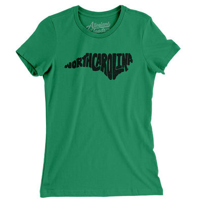 North Carolina State Shape Text Women's T-Shirt-Kelly Green-Allegiant Goods Co. Vintage Sports Apparel