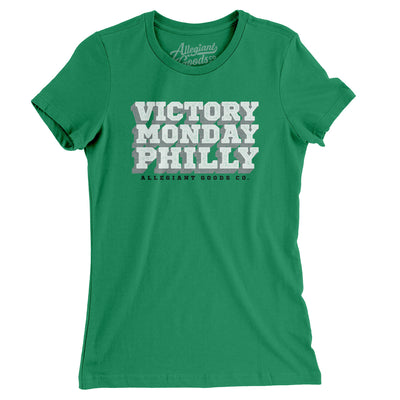 Victory Monday Philly Women's T-Shirt-Kelly Green-Allegiant Goods Co. Vintage Sports Apparel