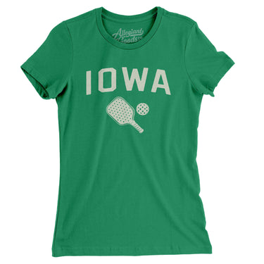 Iowa Pickleball Women's T-Shirt-Kelly Green-Allegiant Goods Co. Vintage Sports Apparel