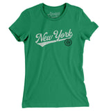 New York Vintage Script Women's T-Shirt-Kelly Green-Allegiant Goods Co. Vintage Sports Apparel