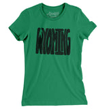 Wyoming State Shape Text Women's T-Shirt-Kelly Green-Allegiant Goods Co. Vintage Sports Apparel