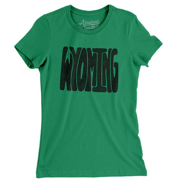 Wyoming State Shape Text Women's T-Shirt-Kelly Green-Allegiant Goods Co. Vintage Sports Apparel