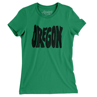 Oregon State Shape Text Women's T-Shirt-Kelly Green-Allegiant Goods Co. Vintage Sports Apparel