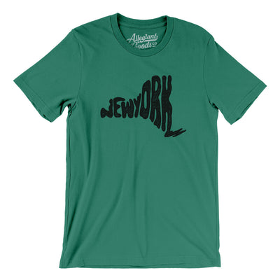 New York State Shape Text Men/Unisex T-Shirt-Kelly-Allegiant Goods Co. Vintage Sports Apparel