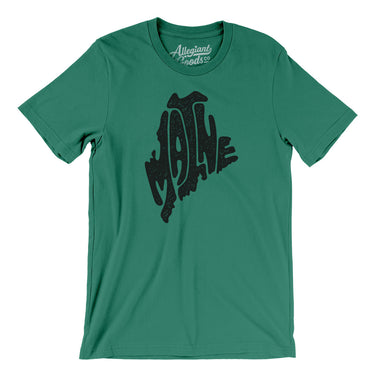 Maine State Shape Text Men/Unisex T-Shirt-Allegiant Goods Co. Vintage Sports Apparel
