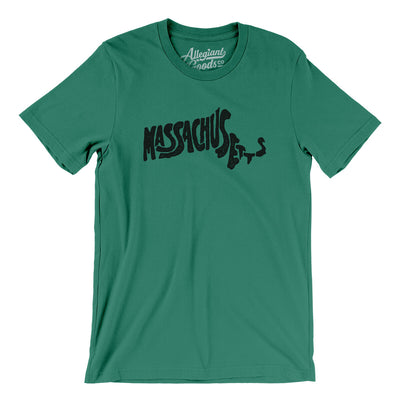 Massachusetts State Shape Text Men/Unisex T-Shirt-Kelly-Allegiant Goods Co. Vintage Sports Apparel