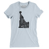 Idaho State Shape Text Women's T-Shirt-Light Blue-Allegiant Goods Co. Vintage Sports Apparel