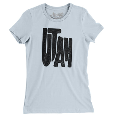 Utah State Shape Text Women's T-Shirt-Light Blue-Allegiant Goods Co. Vintage Sports Apparel