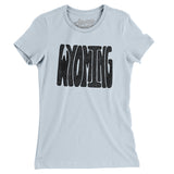 Wyoming State Shape Text Women's T-Shirt-Light Blue-Allegiant Goods Co. Vintage Sports Apparel