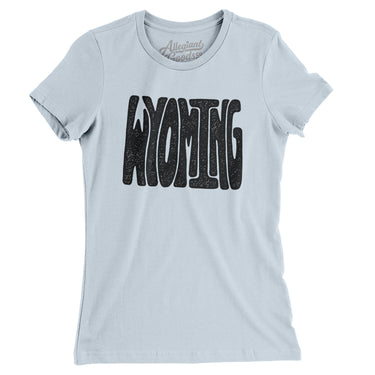 Wyoming State Shape Text Women's T-Shirt-Light Blue-Allegiant Goods Co. Vintage Sports Apparel