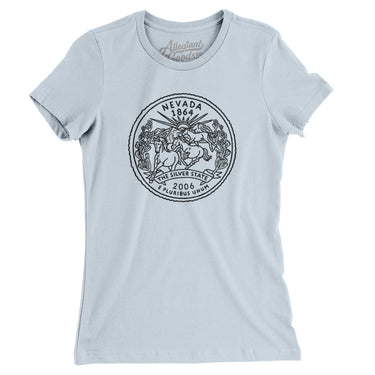Nevada State Quarter Women's T-Shirt-Light Blue-Allegiant Goods Co. Vintage Sports Apparel