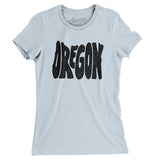 Oregon State Shape Text Women's T-Shirt-Light Blue-Allegiant Goods Co. Vintage Sports Apparel