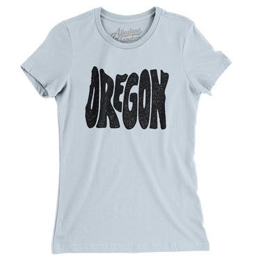 Oregon State Shape Text Women's T-Shirt-Light Blue-Allegiant Goods Co. Vintage Sports Apparel