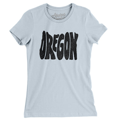 Oregon State Shape Text Women's T-Shirt-Light Blue-Allegiant Goods Co. Vintage Sports Apparel