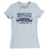 Omaha Civic Auditorium Women's T-Shirt-Light Blue-Allegiant Goods Co. Vintage Sports Apparel