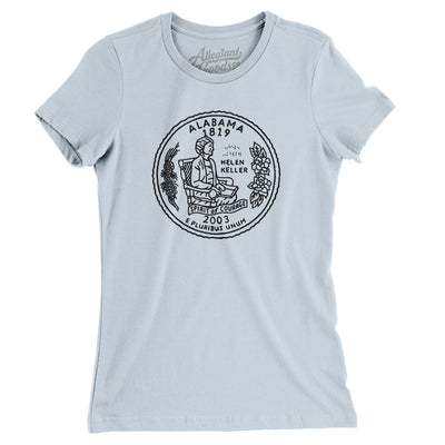 Alabama State Quarter Women's T-Shirt-Light Blue-Allegiant Goods Co. Vintage Sports Apparel