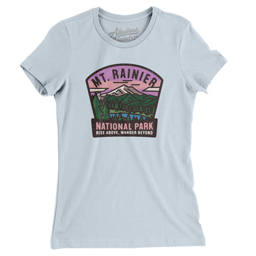 Mt. Rainier National Park Badge Women's T-Shirt-Light Blue-Allegiant Goods Co. Vintage Sports Apparel