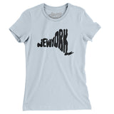 New York State Shape Text Women's T-Shirt-Light Blue-Allegiant Goods Co. Vintage Sports Apparel
