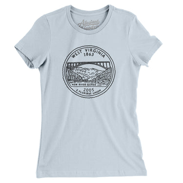 West Virginia State Quarter Women's T-Shirt-Light Blue-Allegiant Goods Co. Vintage Sports Apparel